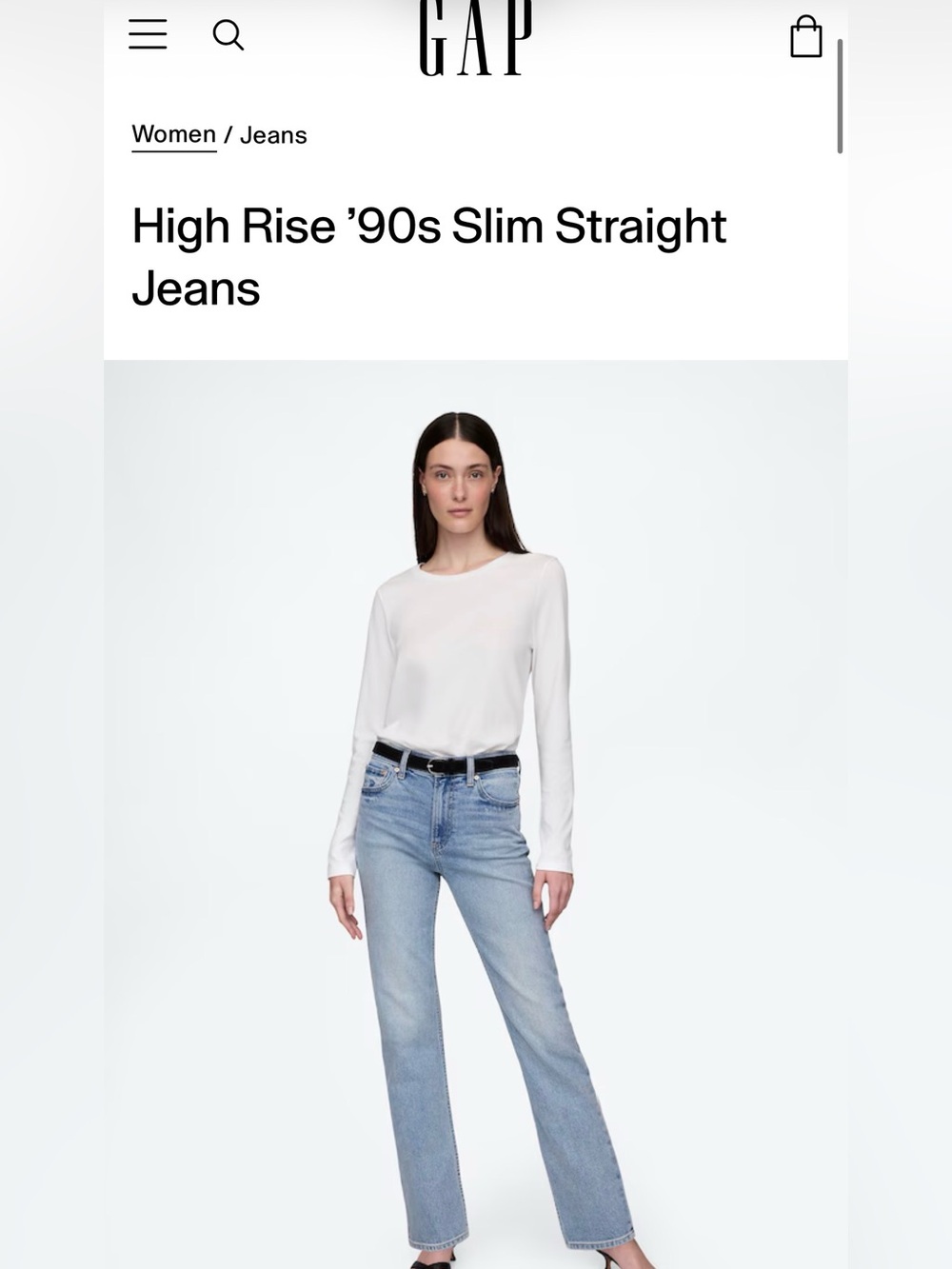 GAP High Rise Slim Straight Jeans — Light Blue Wash
